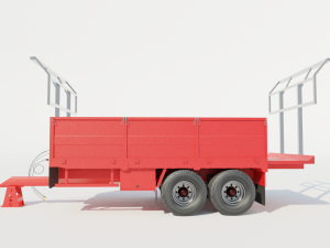 3D Agricultural Trailer Low-poly model 3D Модель