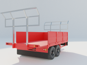 3D Agricultural Trailer Low-poly model 3D Модель