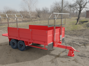 3D Agricultural Trailer Low-poly model 3D Модель