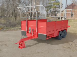 3D Agricultural Trailer Low-poly model 3D Модель
