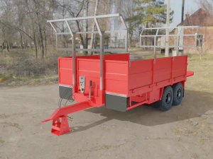 3D Agricultural Trailer Low-poly model 3D Model