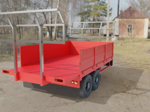 3D Agricultural Trailer Low-poly model 3D Модель
