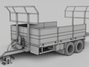 3D Agricultural Trailer Low-poly model 3D Модель