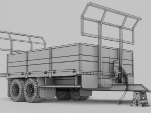 3D Agricultural Trailer Low-poly model 3D Модель