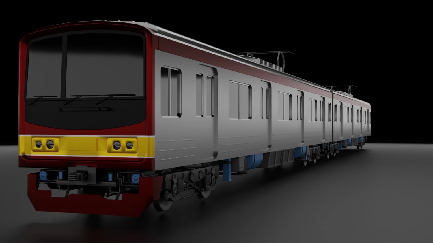 Commuter Train Low-poly 3D Model .c4d .max .obj .3ds .fbx .stl .blend
