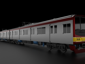 Commuter Train Low-poly Modelo 3D