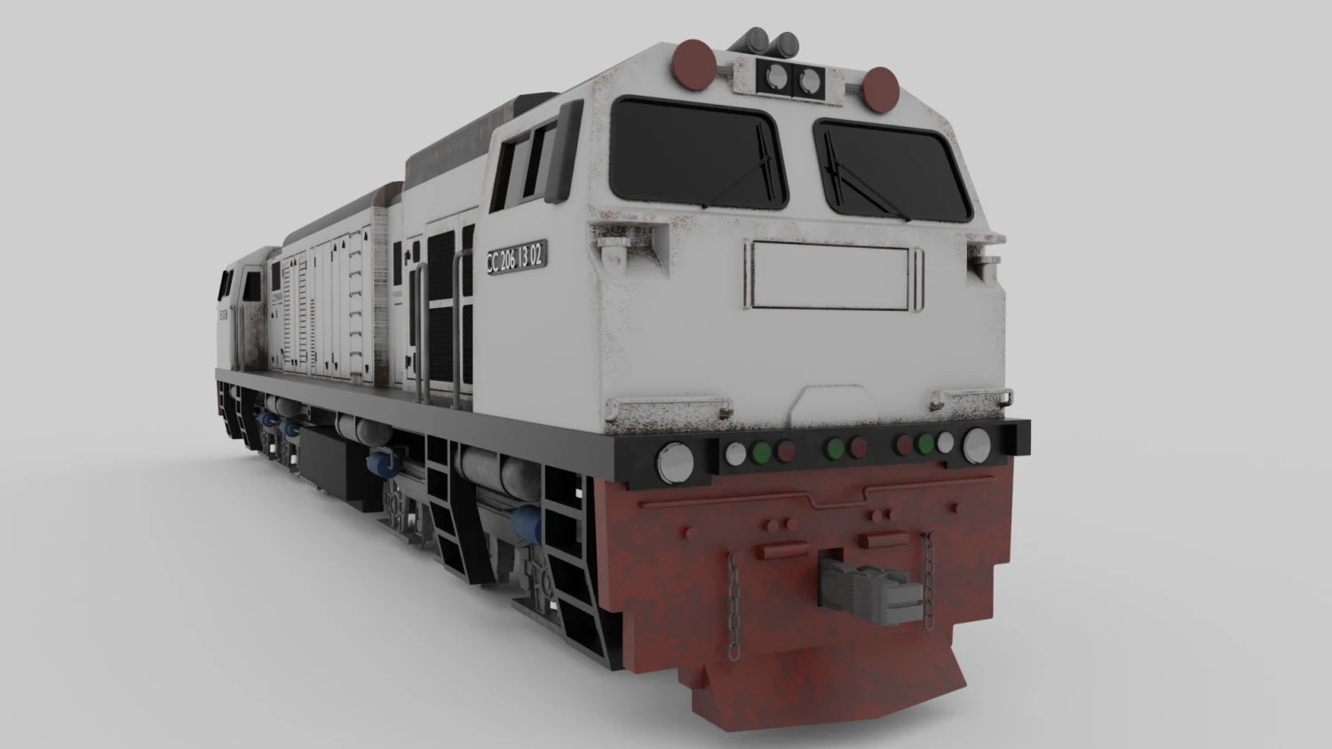 Locomotive CC 206 Low-poly 3D Model .c4d .max .obj .3ds .fbx .stl .blend
