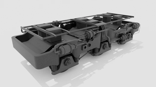 Railway Bogie Low-poly 3D Model .c4d .max .obj .3ds .fbx .stl .blend