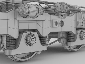 Railway Bogie Low-poly Modello 3D