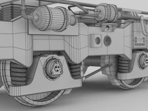 Railway Bogie Low-poly 3D Model