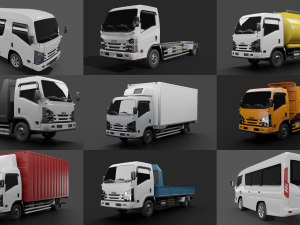 8 types Truck ISUZU NMR 71 3D Model