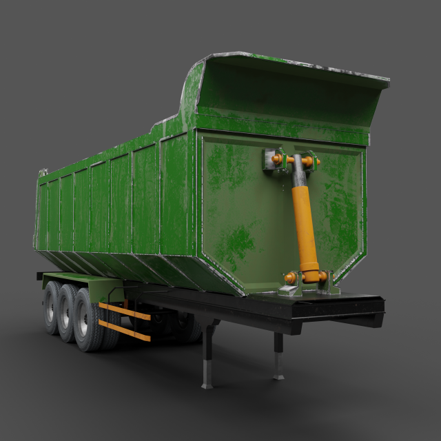 Dusty agricultural trailer 3D Model .c4d .max .obj .3ds .fbx .stl .blend 