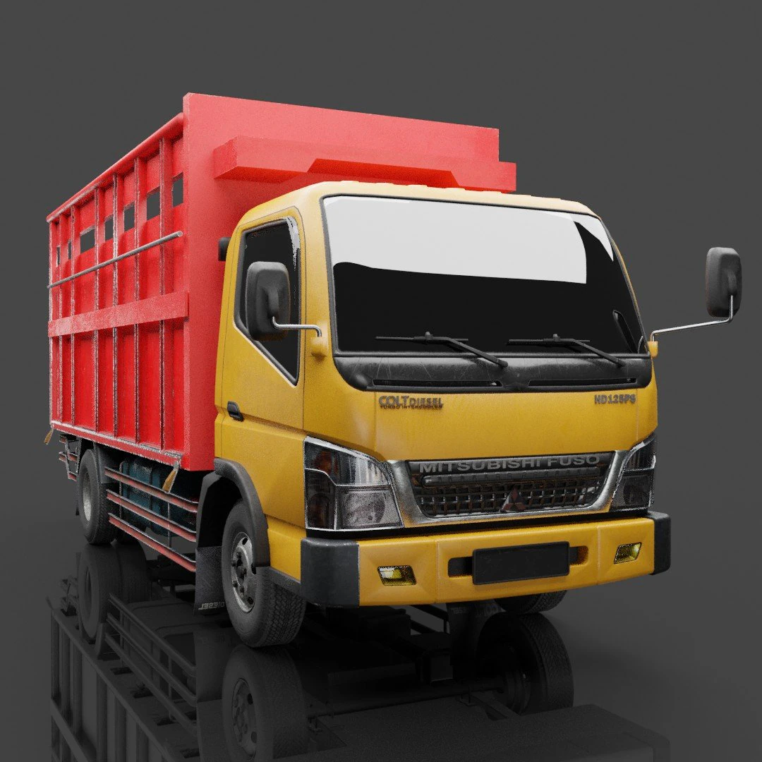 Truck Mitsubishi fuso Canter Low-poly 3D Model .c4d .max .obj .3ds .fbx .stl .blend