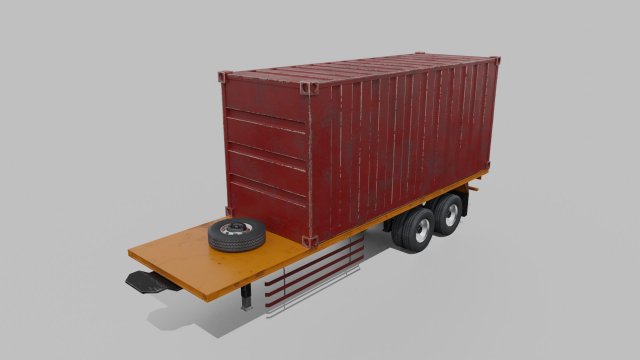 Container Trailer Low-poly Model 3D .c4d .max .obj .3ds .fbx .stl .blend 