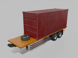 Trailer Kontainer Poli rendah Model 3D