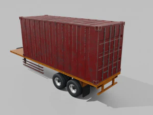 Remolque de contenedores Low-poly Modelo 3D