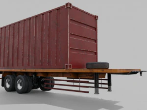 Remolque de contenedores Low-poly Modelo 3D