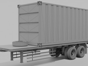 Container Trailer Low-poly Model 3D