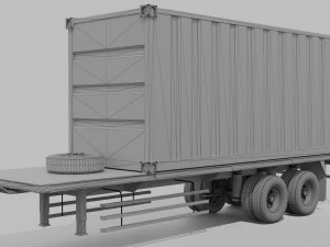 Remolque de contenedores Low-poly Modelo 3D