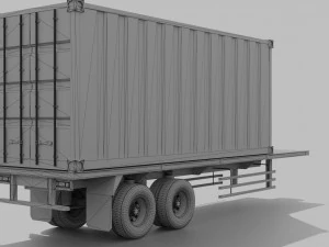 Remolque de contenedores Low-poly Modelo 3D