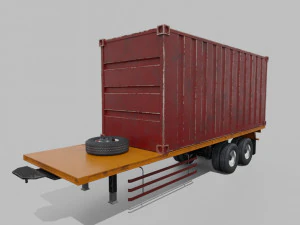 Remolque de contenedores Low-poly Modelo 3D