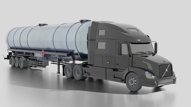 Volvo VNL 2014 and Trailer 3D Model .c4d .max .obj .3ds .fbx .stl .blend 