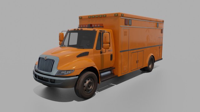 Low-poly Truck International Durastar 3D Model .c4d .max .obj .3ds .fbx .stl .blend