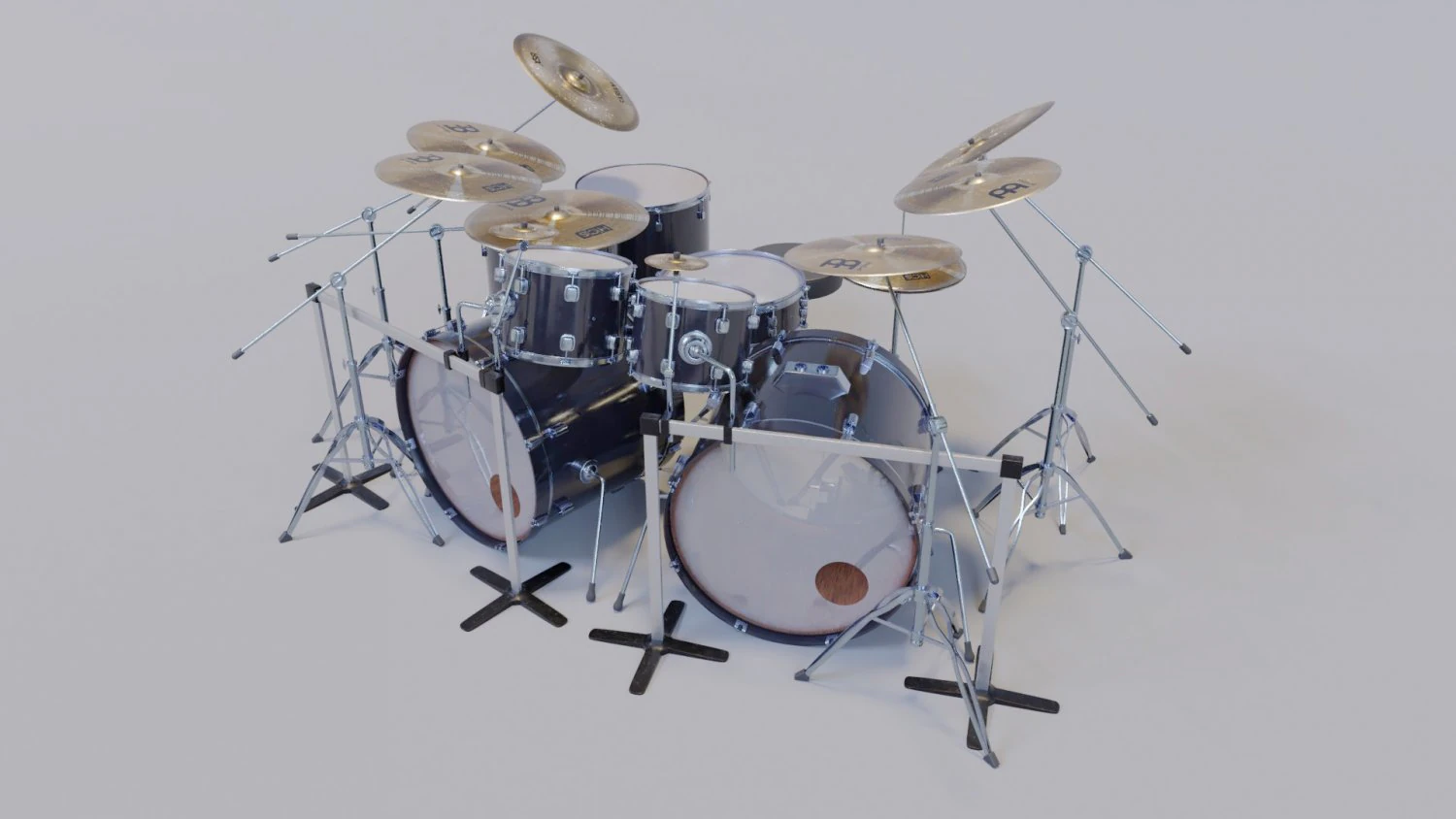 Metal Drum set 3D Model .c4d .max .obj .3ds .fbx .stl .blend 