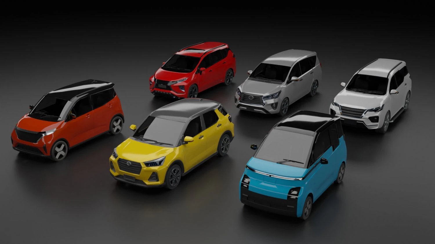 Coches de tráfico Modelo 3D .c4d .max .obj .3ds .fbx .stl .blend