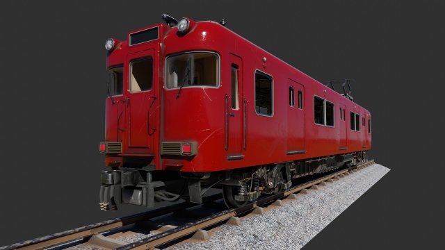 Japan Train Meitetsu 6000 Low-poly 3Dモデル .c4d .max .obj .3ds .fbx .stl .blend