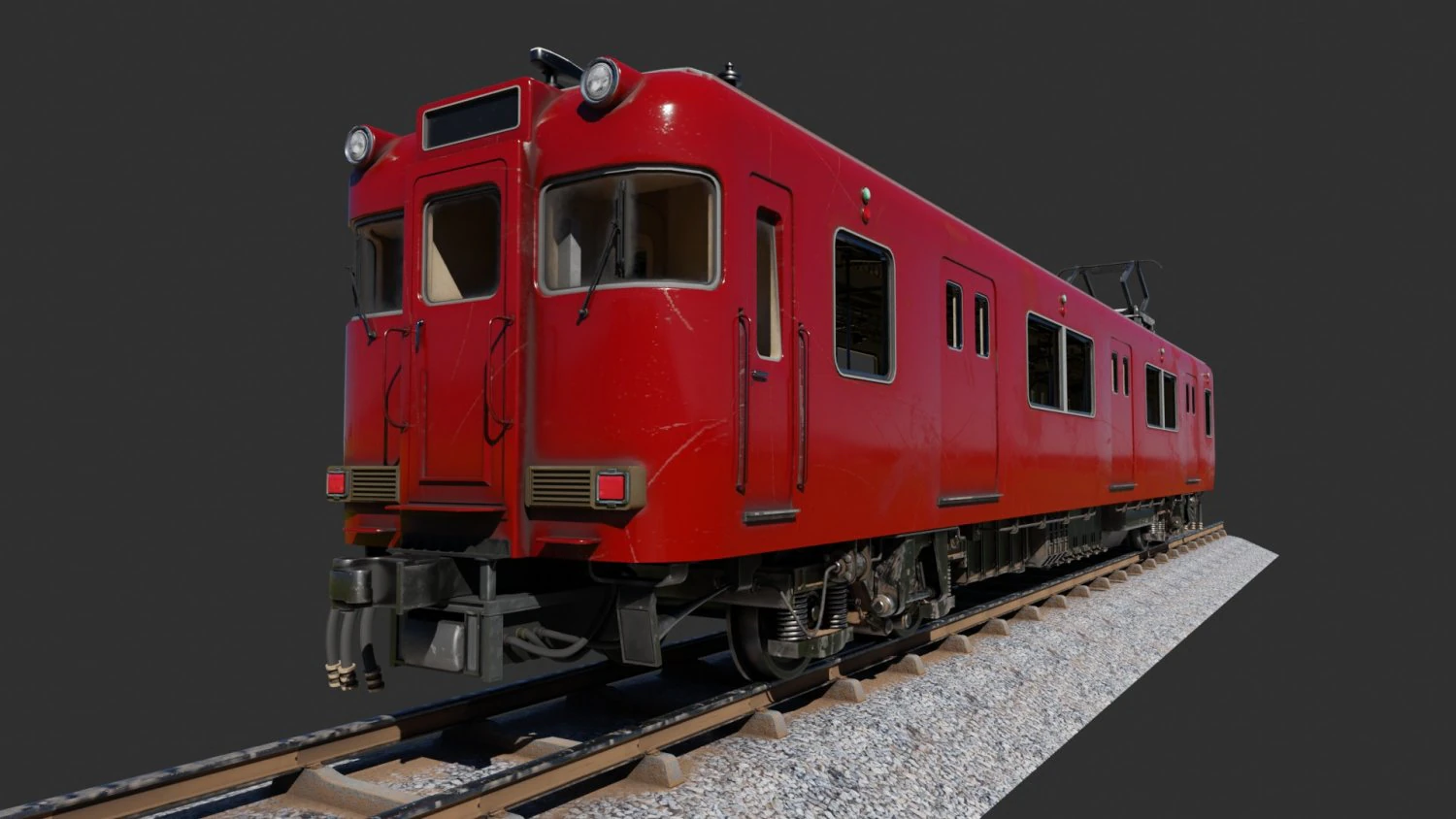 Japan Train Meitetsu 6000 Low-poly 3D Model .c4d .max .obj .3ds .fbx .stl .blend