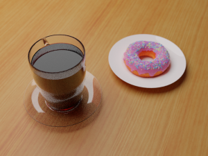 donut and cup of tea 3D Модель