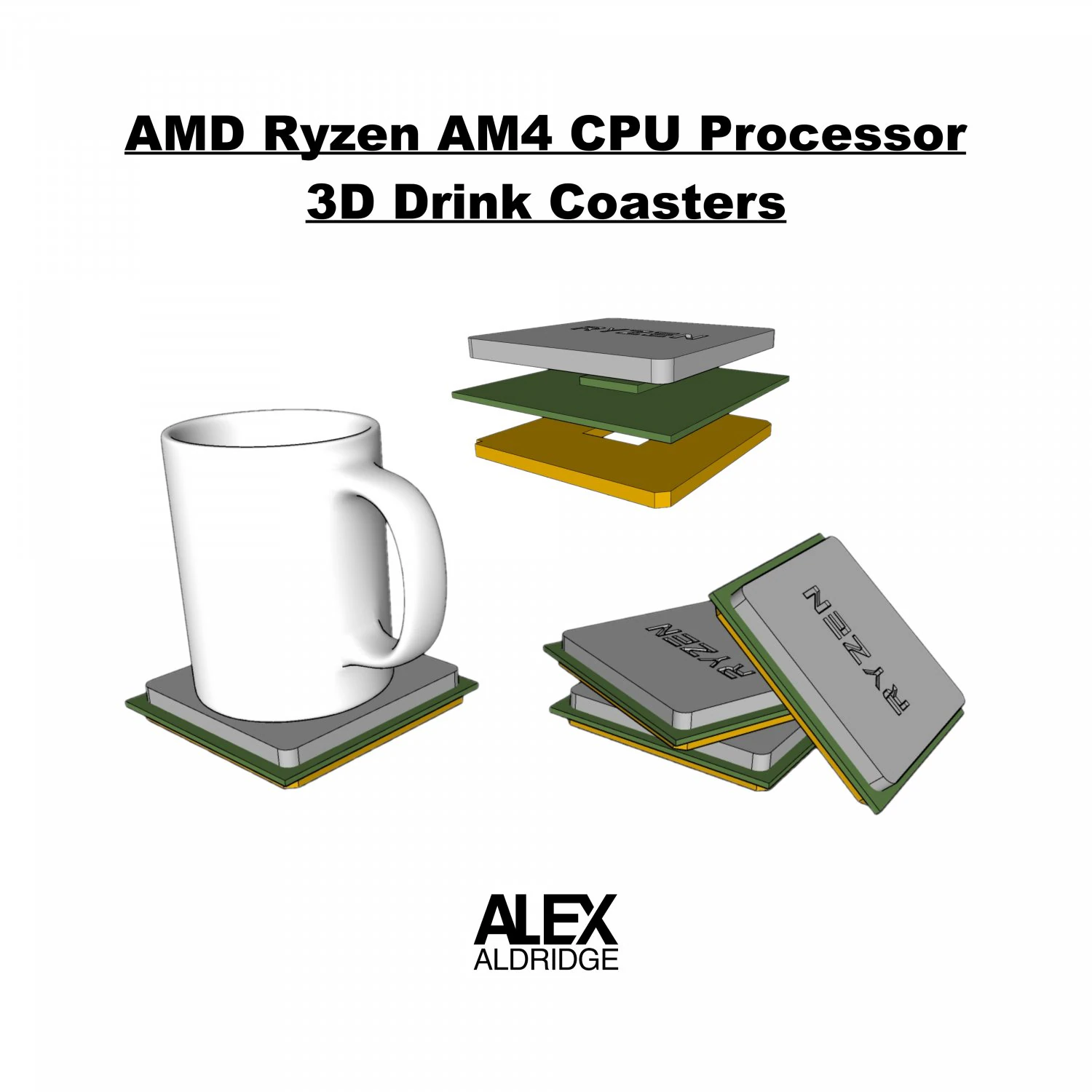 Amd ryzen am4 cpu processor 3D Print Model .c4d .max .obj .3ds .fbx .stl .blend 