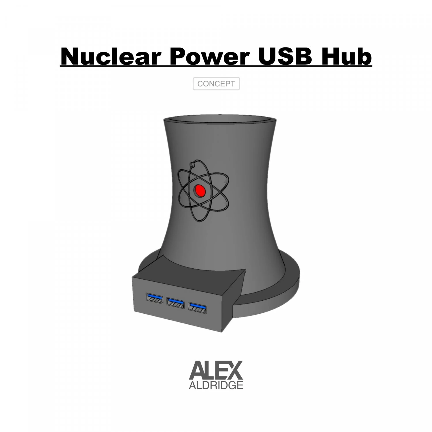 3d nuclear power usb hub 3D Print Model .c4d .max .obj .3ds .fbx .stl .blend 