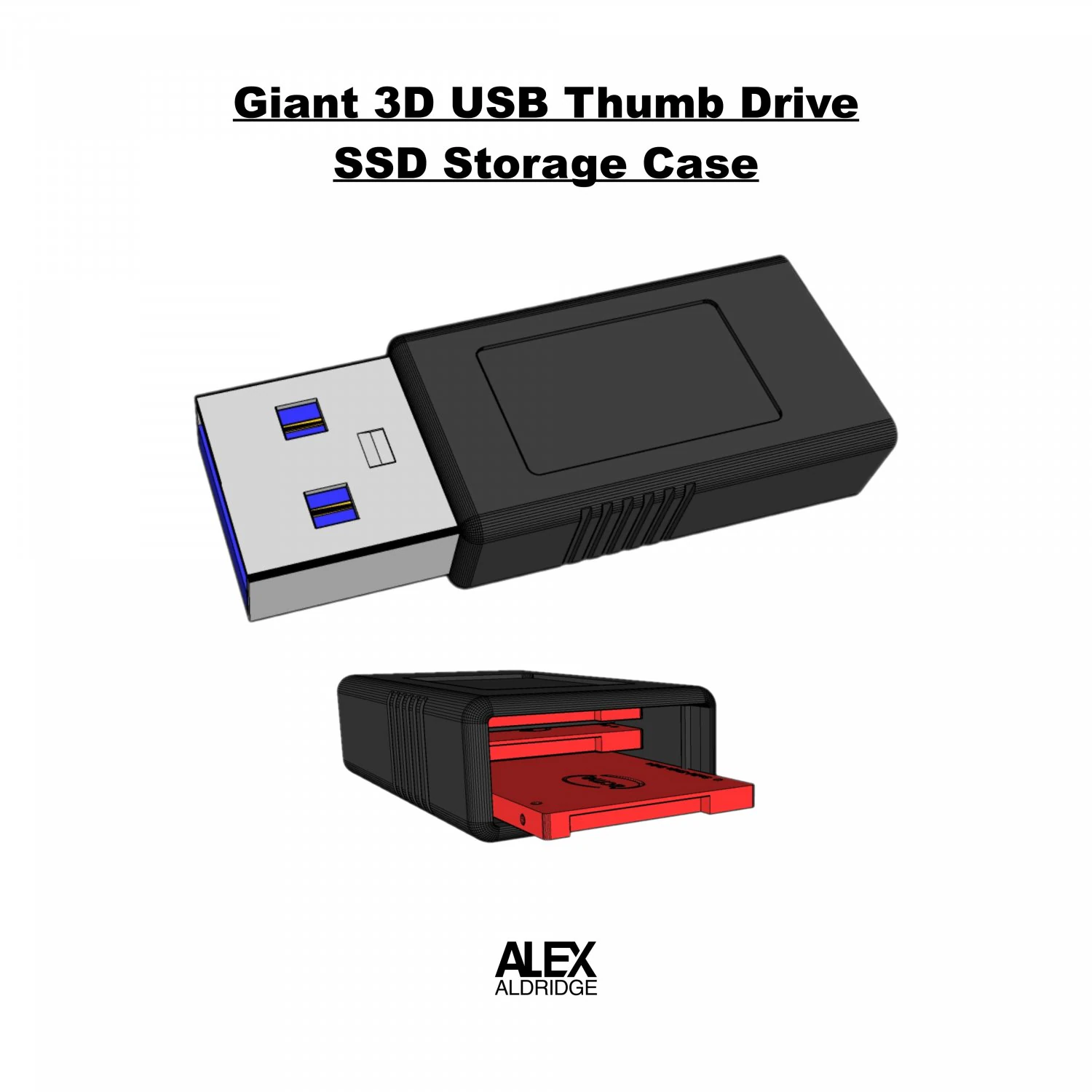 Giant 3d usb thumb flash drive key ssd storage 3D Print Model .c4d .max .obj .3ds .fbx .stl .blend 
