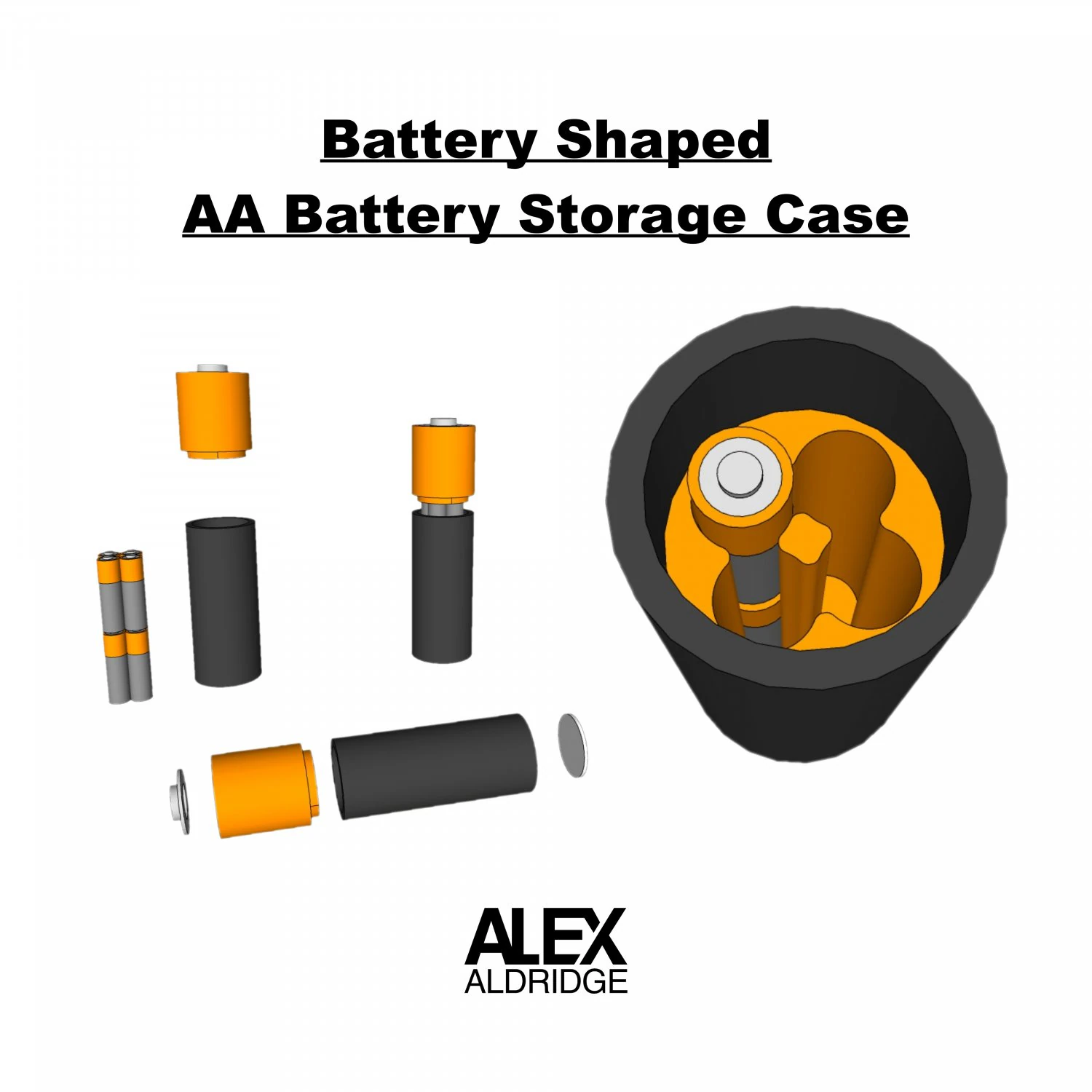 Aa battery storage case container 3D Print Model .c4d .max .obj .3ds .fbx .stl .blend