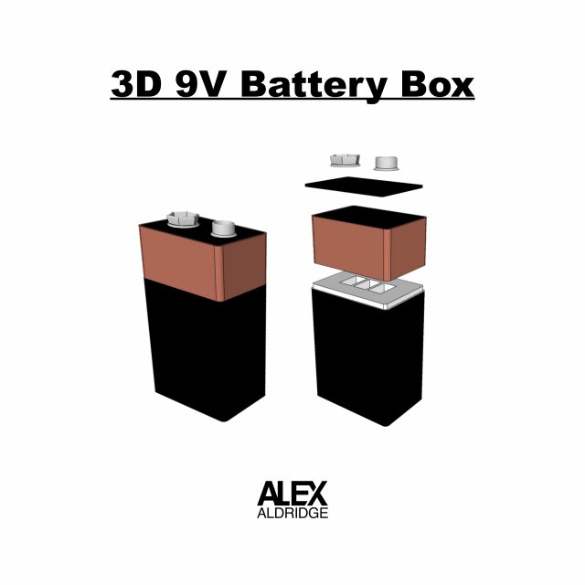 3D 9V Battery Box Organizer 3D 프린트 모델 .c4d .max .obj .3ds .fbx .stl .blend 