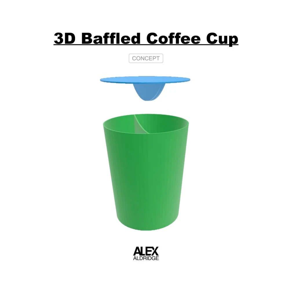 3D Baffled Paper Coffee Cup Concept 3D Print Model .c4d .max .obj .3ds .fbx .stl .blend