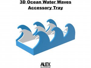 3D Ocean Water Waves Accessory Tray 3D Print Models