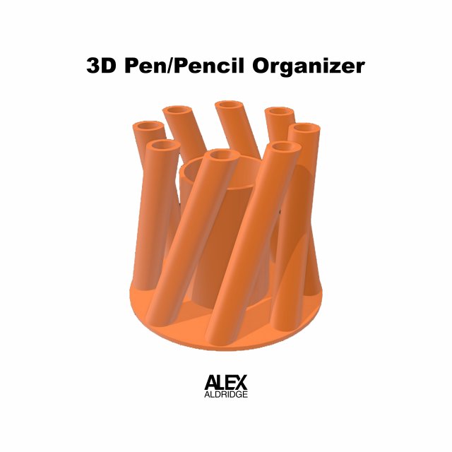 3D Pen-Pencil Holder Organizer 3D Print Model .c4d .max .obj .3ds .fbx .stl .blend 
