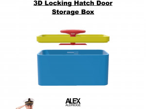 3D Locking Hatch Door Storage Box Container Modelo de Impressão 3D