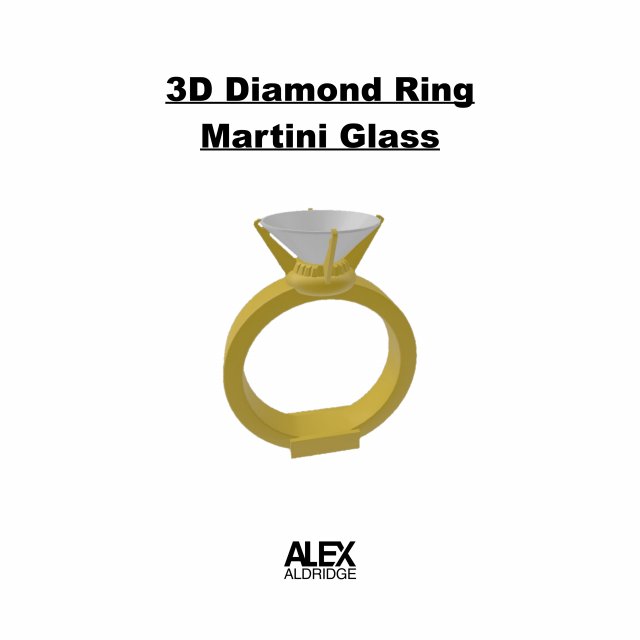 3D Diamond Ring Martini Glass Modelo 3D .c4d .max .obj .3ds .fbx .stl .blend 