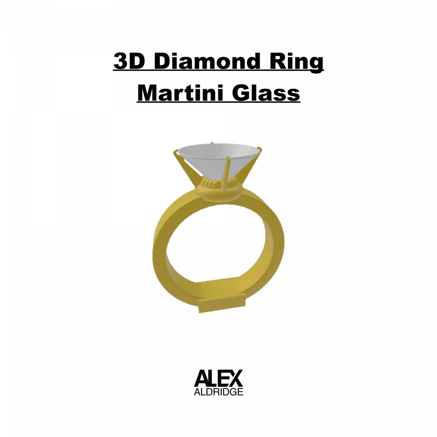 3D Diamond Ring Martini Glass 3D Model .c4d .max .obj .3ds .fbx .stl .blend 