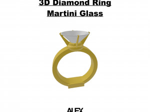 3D Diamond Ring Martini Glass 3D Models