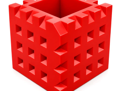 Checkered Block Box Storage Container 3D Print Model