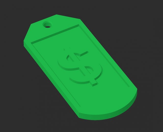 Money Keychain Symbol Price Tag 3D प्रिंट मॉडल .c4d .max .obj .3ds .fbx .stl .blend 