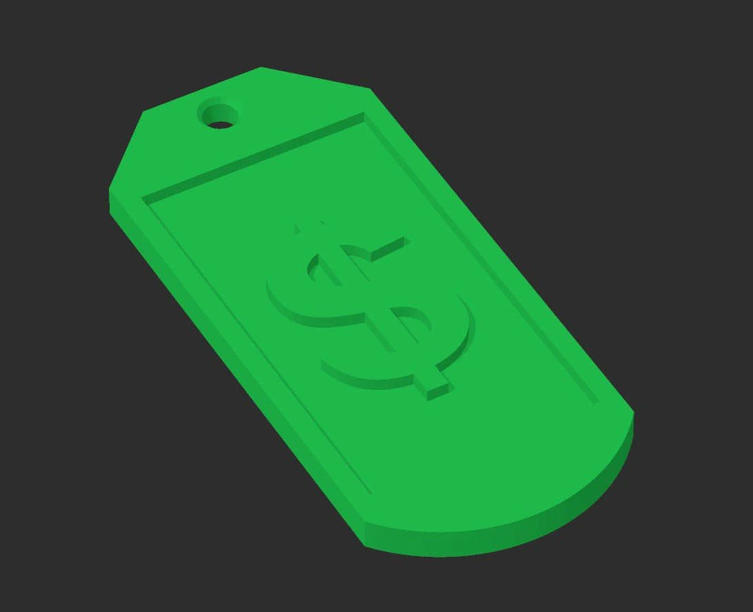 Money Keychain Symbol Price Tag 3D Print Model .c4d .max .obj .3ds .fbx .stl .blend