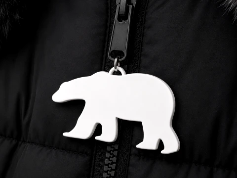 Polar Bear Zipper Charm on Black Winter Coat 3D Print Model