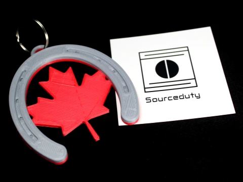 Canadian Maple Horseshoe Keychain 3D 3D Print Model