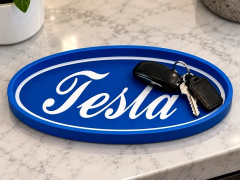 Tesla F0RD Logo Tray 3D Print Model